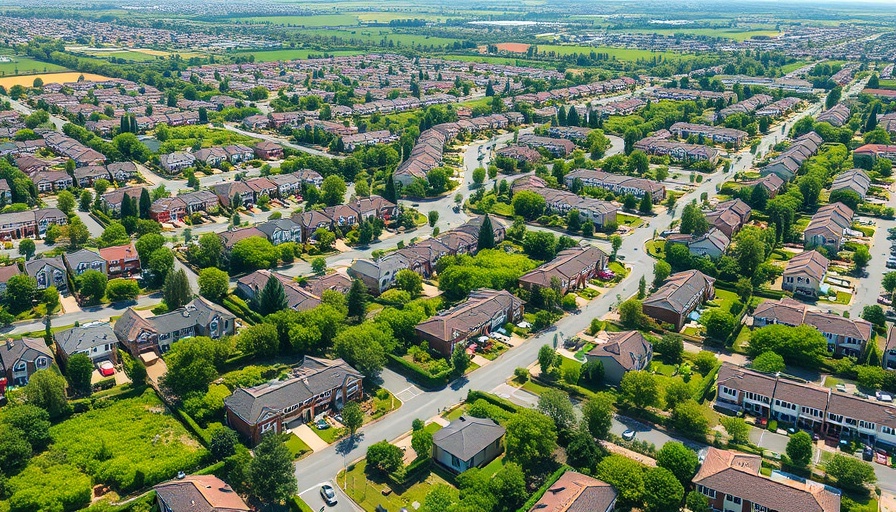 Aerial view of suburban neighborhood for housing market forecasts 2025.