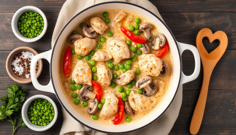 Appetizing Chicken a la King recipe with creamy sauce, peas, and peppers