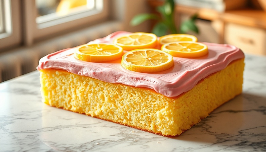 Vibrant lemon cake with pink frosting; easy recipes for potlucks.