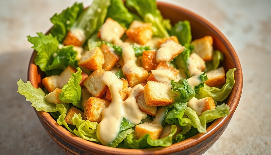 Best ever Caesar salad with croutons and dressing.