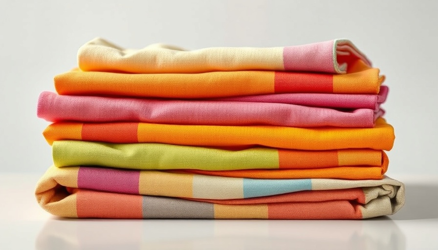 Vibrant stack of colorful kitchen linens showcasing textile patterns.