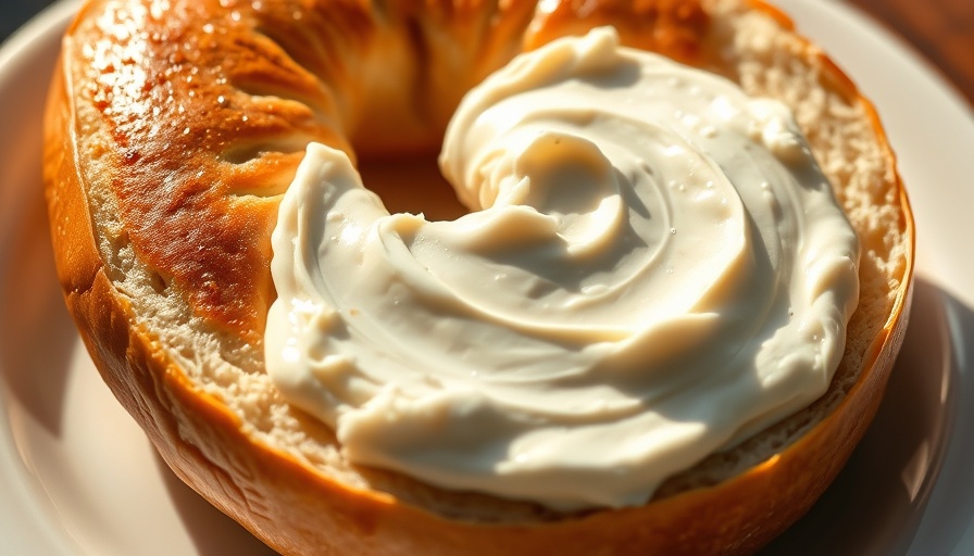 Rich cream cheese spread on bagel for best home cooking