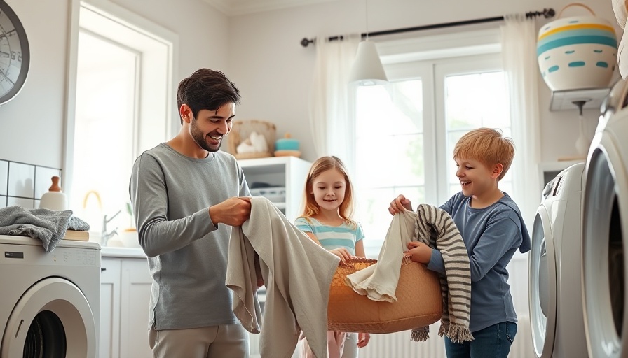 Family turning laundry time into quality time by folding clothes together.