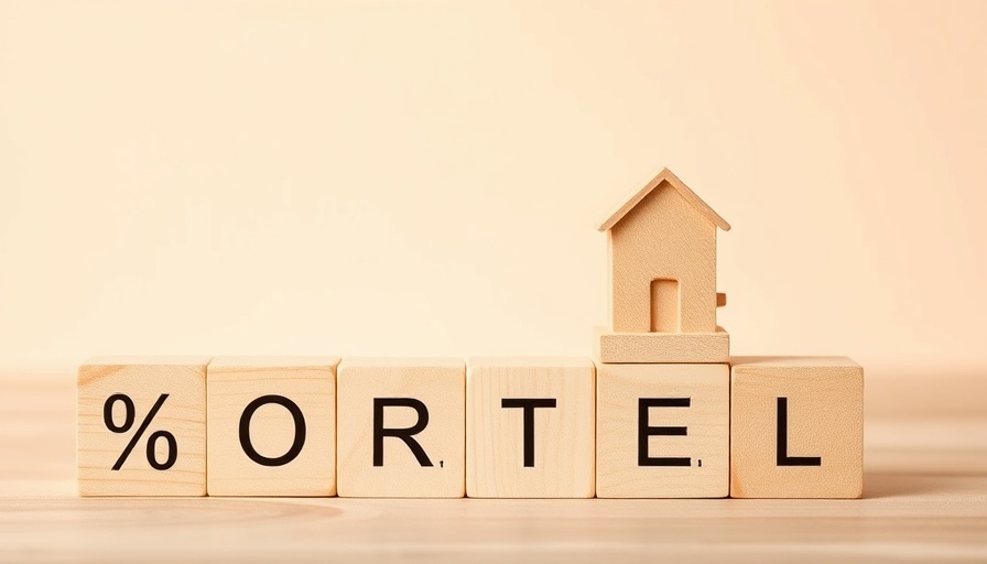 Wooden blocks with percentage and house icons representing current mortgage rates.