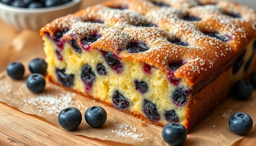 Easy blueberry sheet cake recipe with sugar topping.