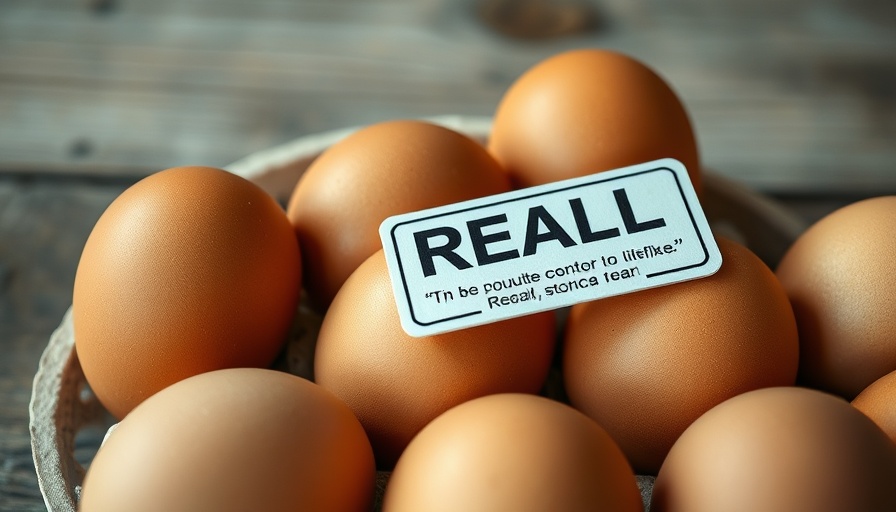 Close-up of eggs in a carton with recall notice, salmonella egg recall.