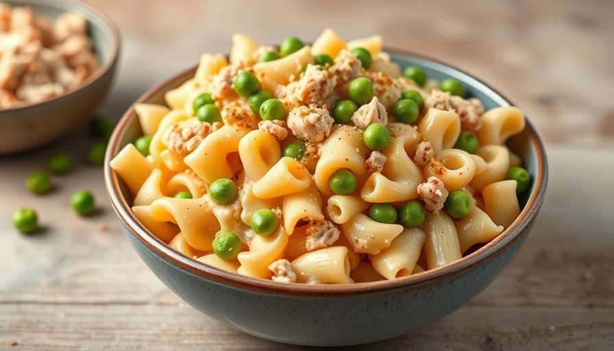 3-Ingredient Tuna Noodle Casserole on a blue plate.