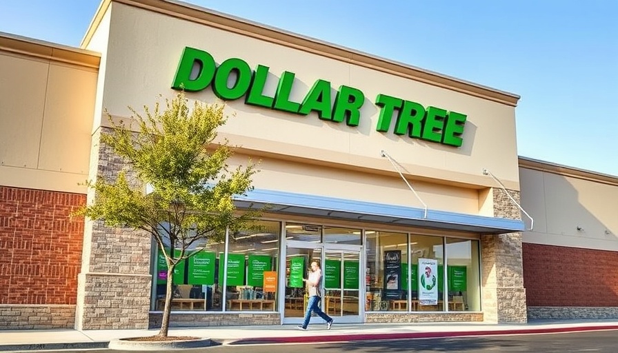 Dollar Tree Maizada Corn Tostadas store entrance on a sunny day.