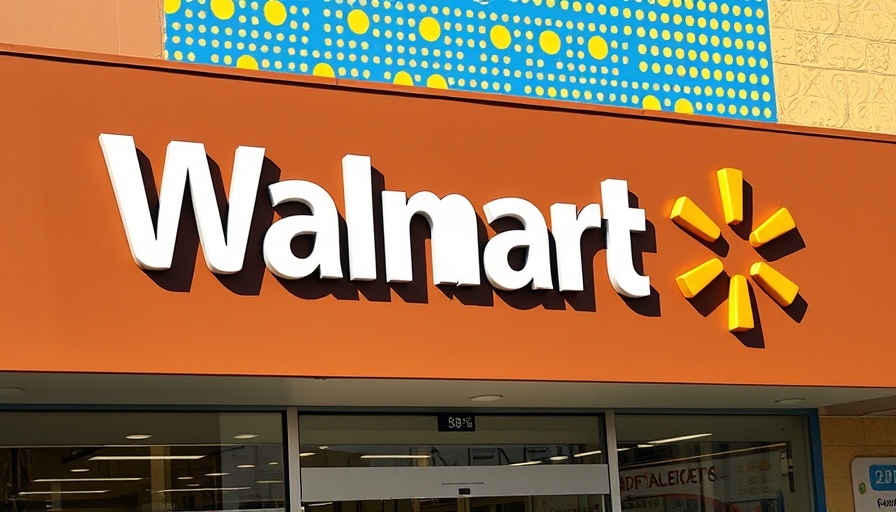 Colorful Walmart sign with dotted background pattern.