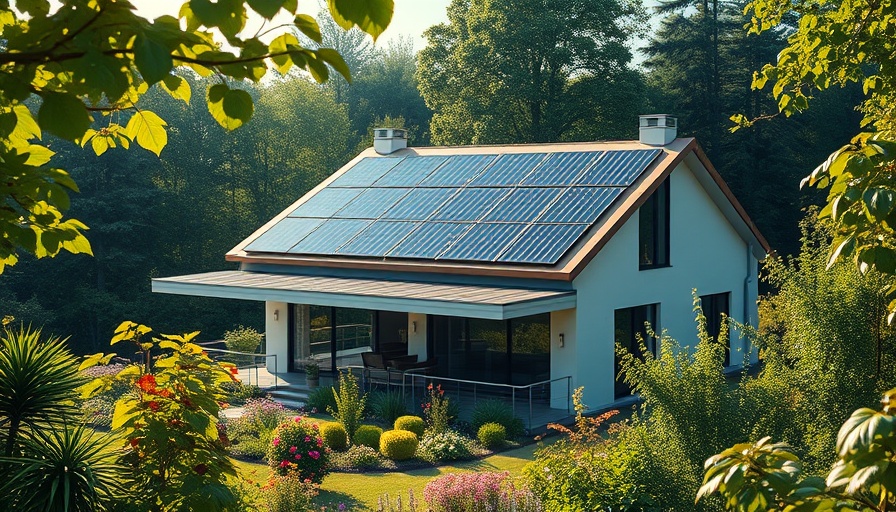 Eco-friendly house with solar panels for whole home approach to energy efficiency.
