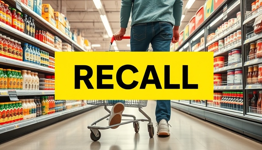 Supermarket aisle recall notice, highlighting food recalls this week.