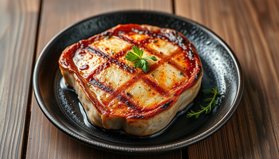 Juicy pork chop with fresh herbs on a black plate, easy pork chop recipes.