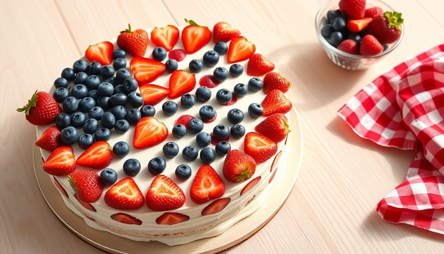 Flag Cake Recipe: American flag cake with strawberries and blueberries