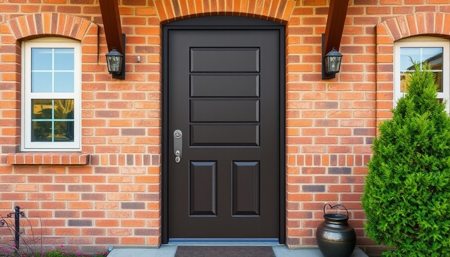 Modern brown storm door on brick house highlighting benefits of installation.