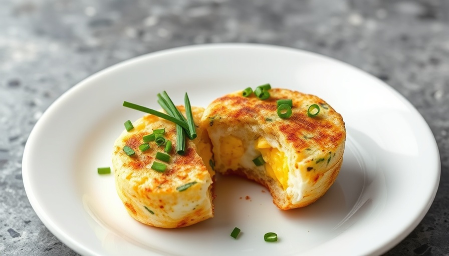 High protein egg bites stacked on a plate with chives.