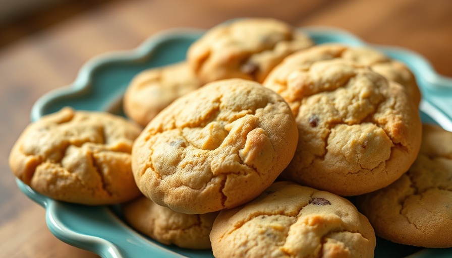 3-ingredient cookie recipe displayed on a turquoise plate.
