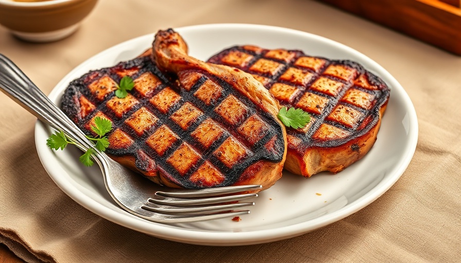 Juicy grilled pork chops on a plate; easy recipes for pork chops.
