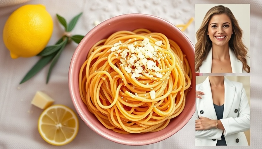 Easy 5-ingredient pasta with parmesan cheese and herbs in a colorful collage.