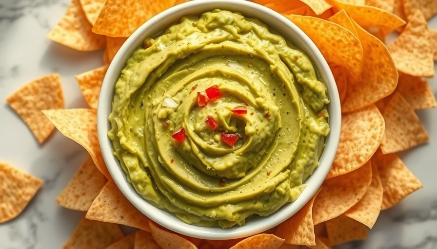 Smoothest creamiest guacamole with tortilla chips in bowl.