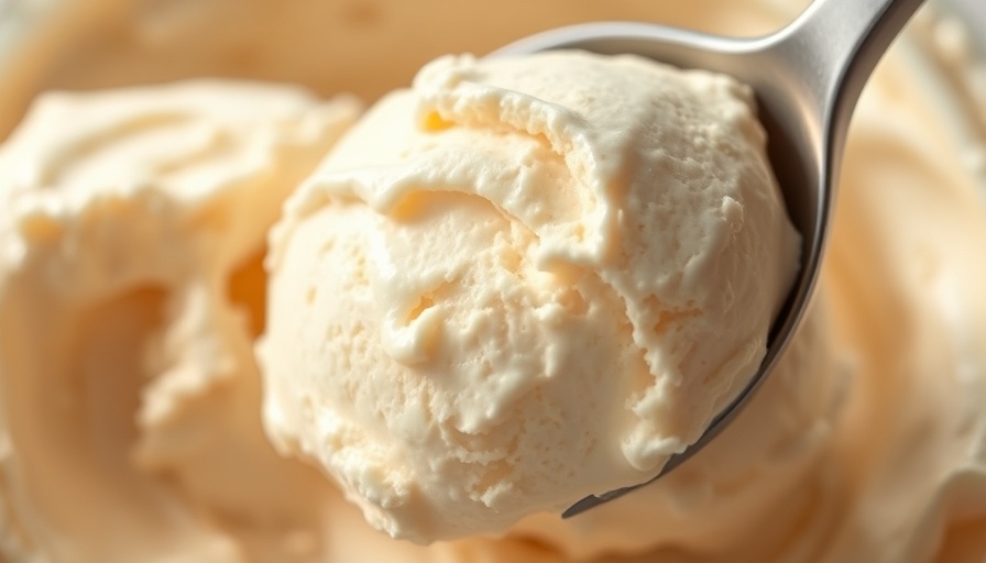 Close-up of best vanilla ice cream being scooped.