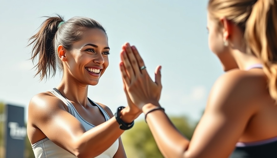 Joyful woman giving high-five outdoors.