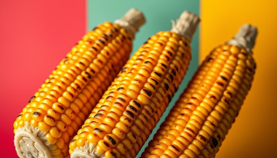 Best way to butter corn shown with grilled corn cobs.