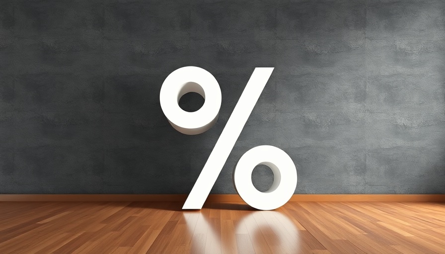 3D percentage symbol against dark wall signifies stabilizing mortgage rates.