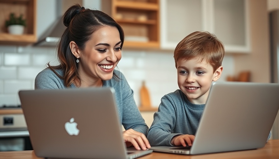 Woman and child using a laptop in a kitchen, discussing second home retirement plan.