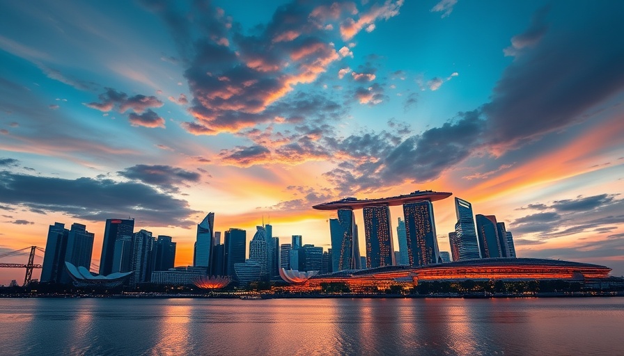 Dusk view of Singapore's skyline highlighting AI readiness ranking.