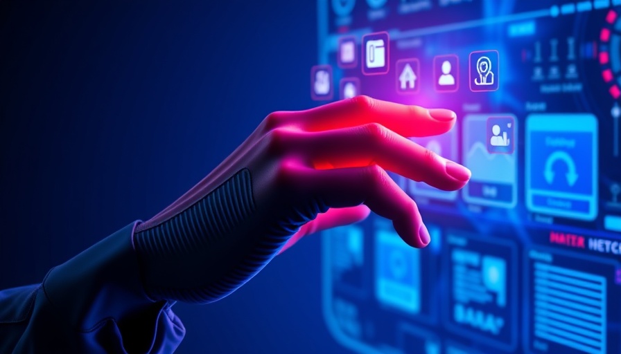 Futuristic digital interface with apps and vibrant hand in agentic AI context.