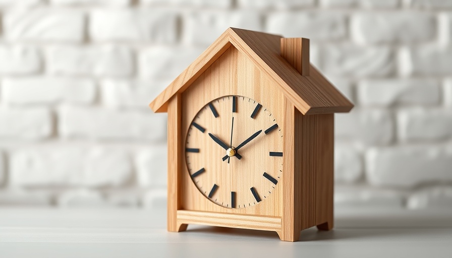 Minimalist wooden house clock symbolizing time for buying a home
