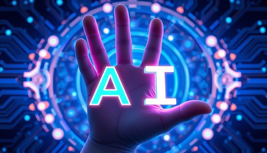 Futuristic hand holding AI text, digital interface at India AI Impact Summit 2026.