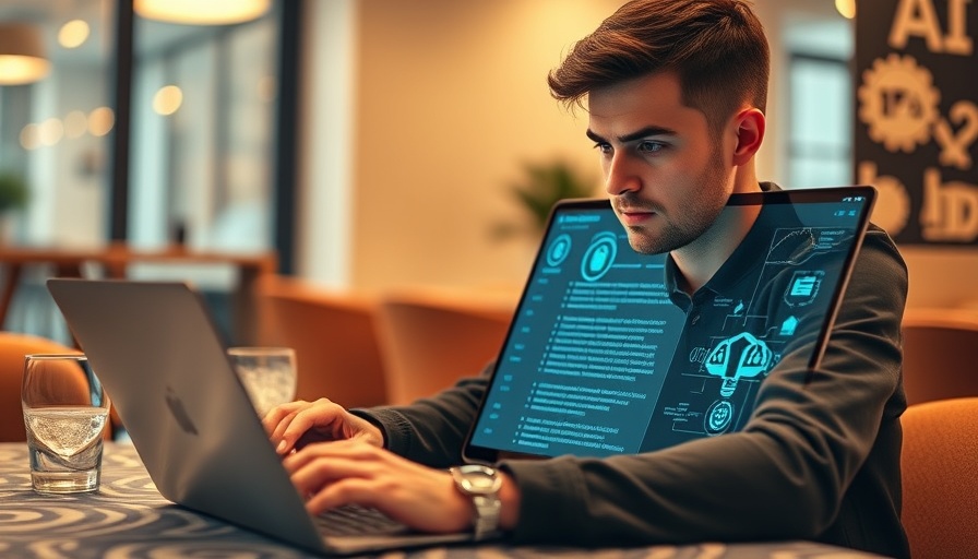 Agentic AI interface on laptop in use by young man
