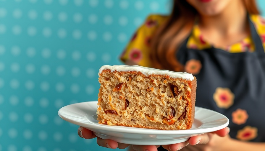 Easy apple cake recipe with moist slice and happy chef.