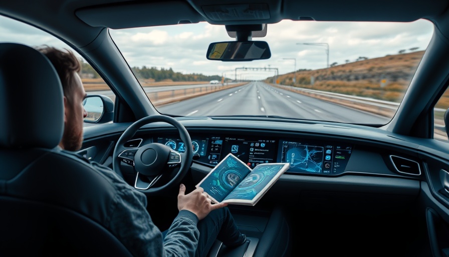 Futuristic self-driving car interior with advanced technology displays