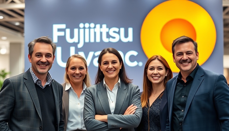 Professional group at Fujitsu Uvance event showcasing AI agent platform healthcare.