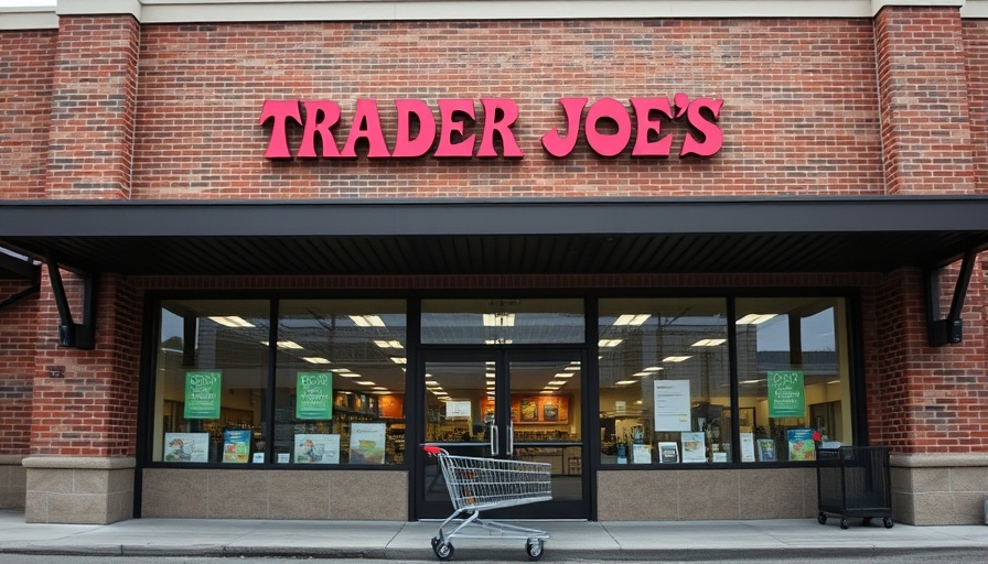 Trader Joe's store entrance with cart outside.