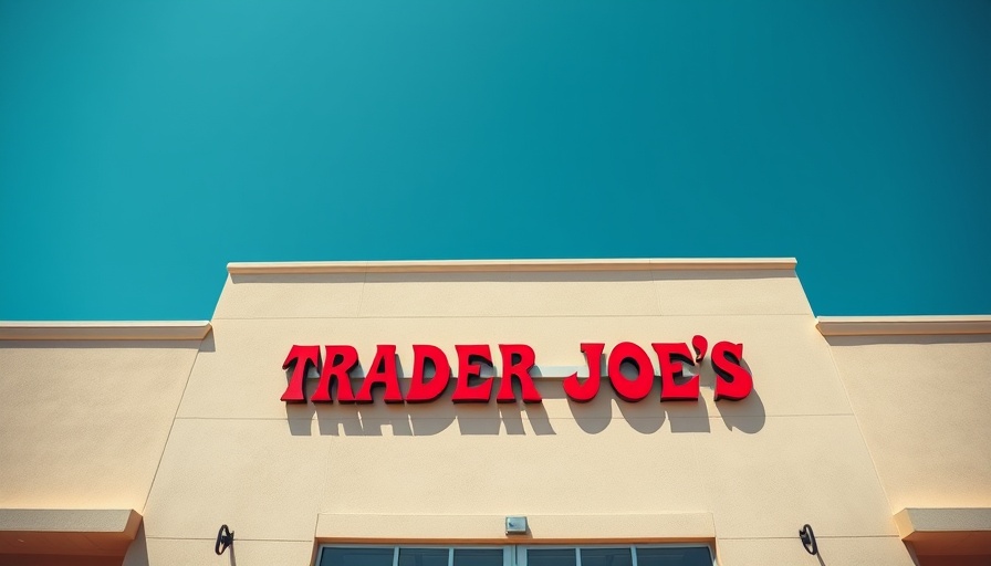 Trader Joe's store facade under bright blue sky.