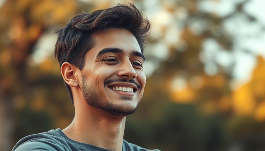 Smiling young man in a soft light outdoor setting, teen suicide awareness.