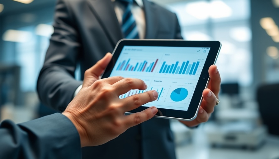 Tablet showing data charts in office setting reflecting analytics and ERC-8004 standard.