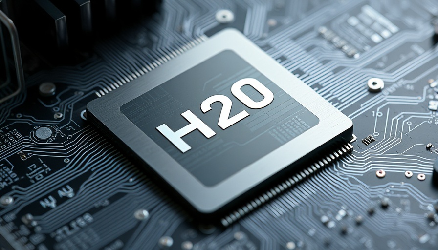 Close-up of Nvidia H20 processor on a circuit board.