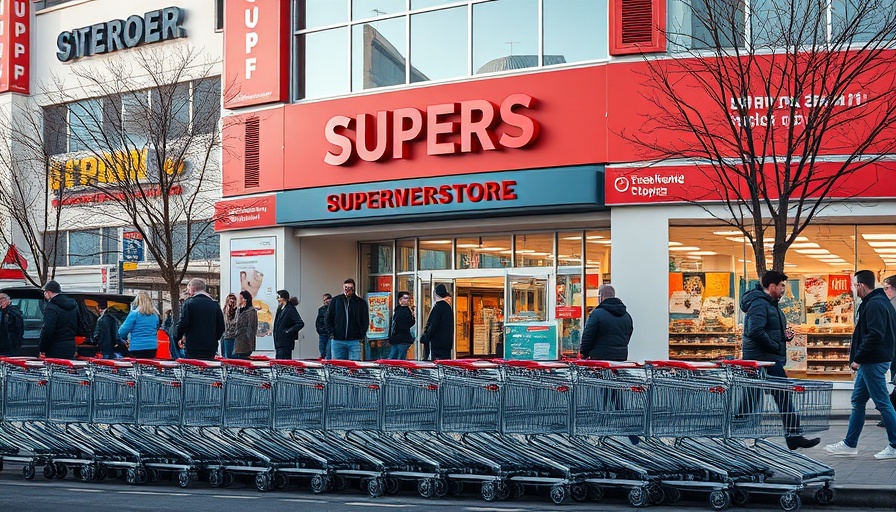 Trader Joe’s store entrance with shoppers and carts.