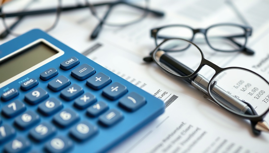 Accidental Landlord financial documents with calculator and glasses.