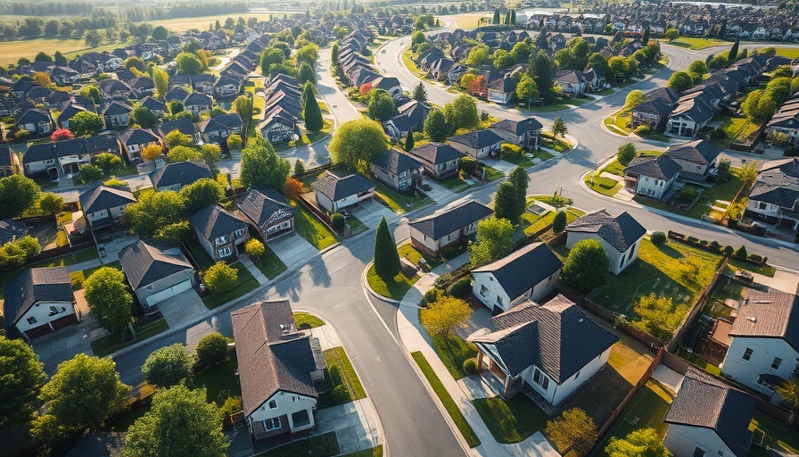 Aerial view of suburban neighborhood layout highlighting builder incentives reach.