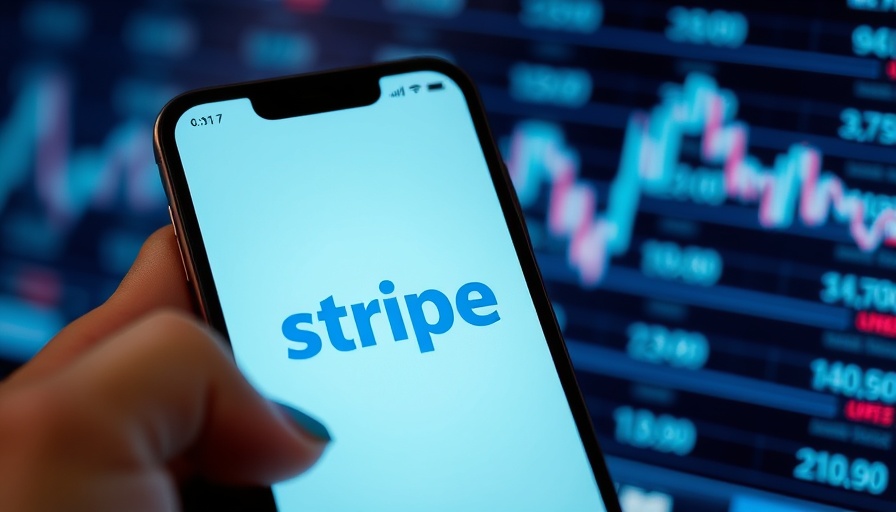 Stripe logo on smartphone with blurred stock data background, Stripe blockchain partnership Anthropic OpenAI.