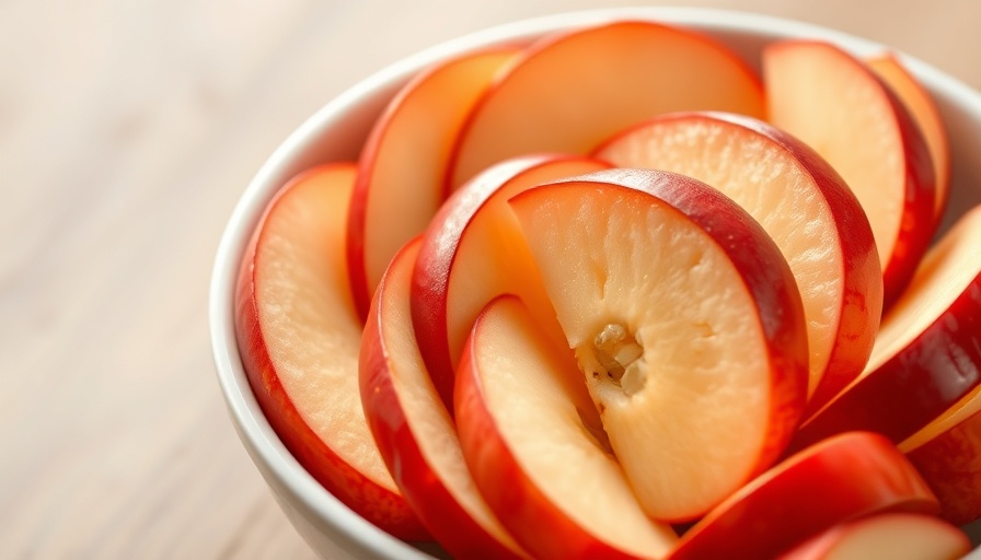 Easy way to slice apples: Bowl with neatly sliced red apple pieces.