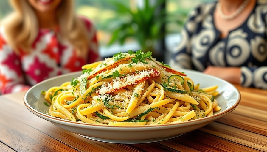 Easy zucchini recipe with pasta and toppings.