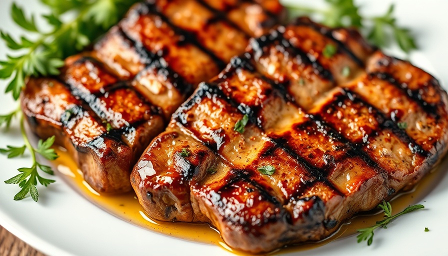 Juicy grilled steaks with herbs, showcasing best steak marinade for grilling.