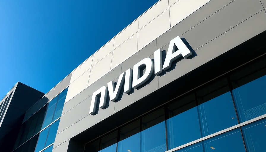 Nvidia headquarters facade under clear sky, highlighting logo.