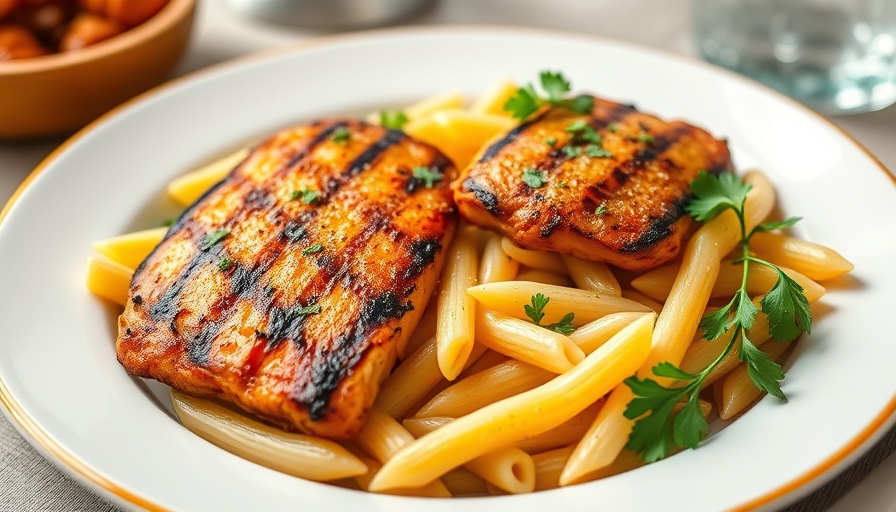 Easy kid-friendly recipes with pasta and chicken garnished with parsley.